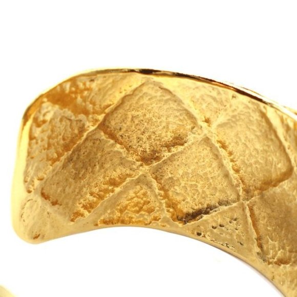 #45896 Gold Extremely Rare Cc Woven Cutout Cuff Bangle Bracelet - Picture 9 of 10